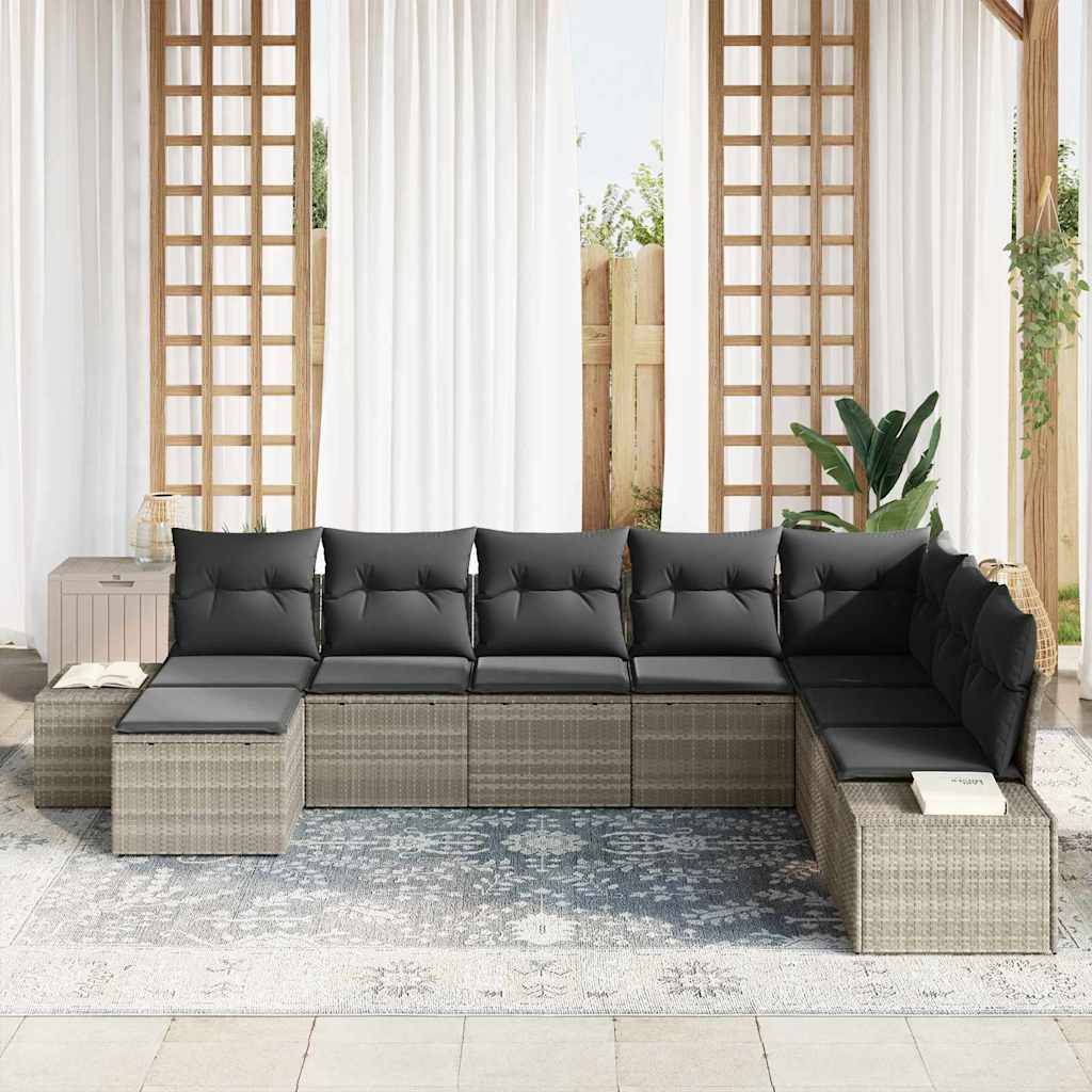 Garten-Sofa-Set 8 pcs Hellgrau 319 x 209 x 85 cm Poly Rattan