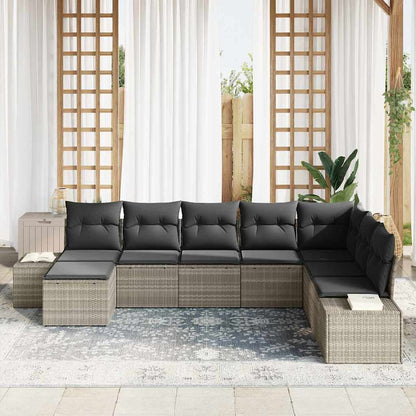 Garten-Sofa-Set 8 pcs Hellgrau 319 x 209 x 85 cm Poly Rattan