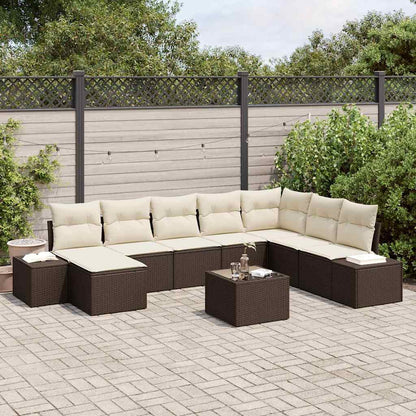 Garten-Sofa-Set 9 pcs Braun und Creme 319 x 209 x 85 cm