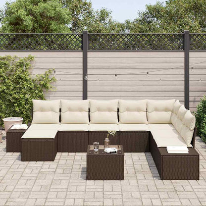 Garten-Sofa-Set 9 pcs Braun und Creme 319 x 209 x 85 cm