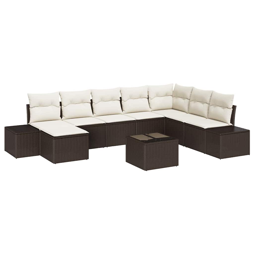 Garten-Sofa-Set 9 pcs Braun und Creme 319 x 209 x 85 cm