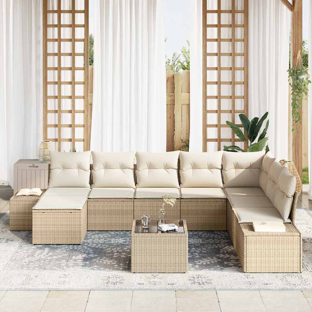 Garten-Sofa-Set 9 pcs Beige und Creme 319 x 209 x 85 cm
