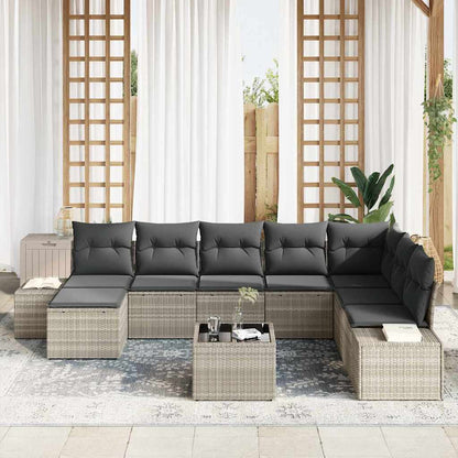 Garten-Sofa-Set 9 pcs Hellgrau 319 x 209 x 85 cm Poly Rattan