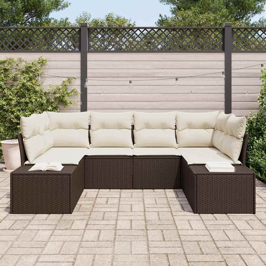 Garten-Sofa-Set 6 pcs Braun und Creme 234 x 154 x 85 cm