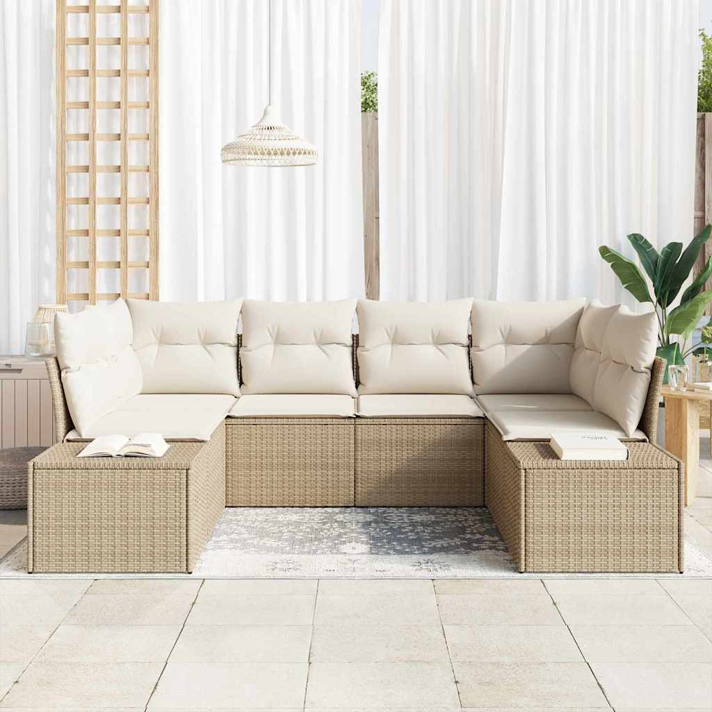 Garten-Sofa-Set 6 pcs Beige und Creme 234 x 154 x 85 cm