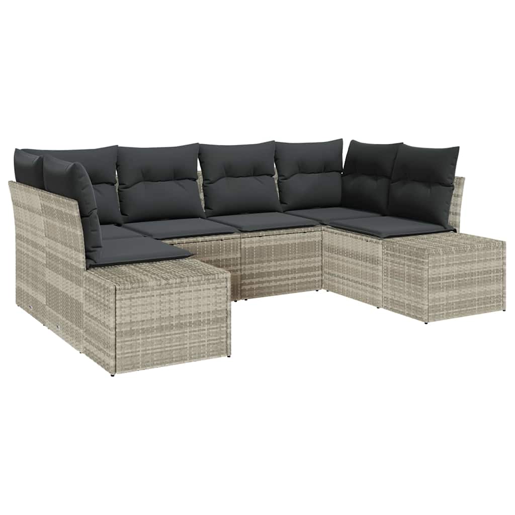 Garten-Sofa-Set 6 pcs Hellgrau 234 x 154 x 85 cm Poly Rattan