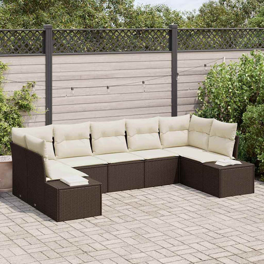 Garten-Sofa-Set 7 pcs Braun und Creme 289 x 154 x 85 cm