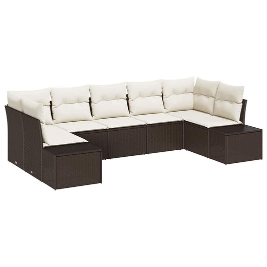 Garten-Sofa-Set 7 pcs Braun und Creme 289 x 154 x 85 cm