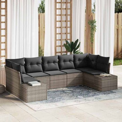Garten-Sofa-Set 7 pcs Grau 289 x 154 x 85 cm Poly Rattan