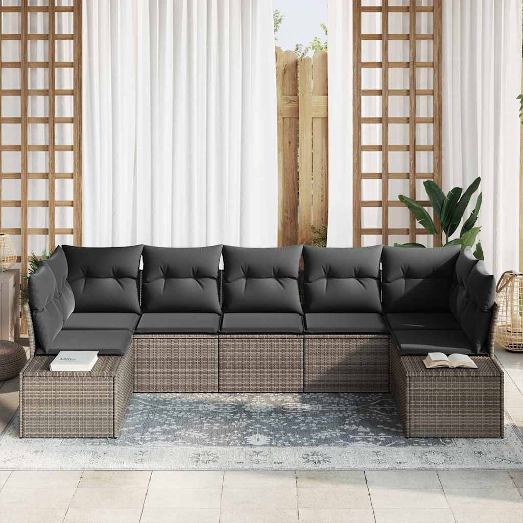 Garten-Sofa-Set 7 pcs Grau 289 x 154 x 85 cm Poly Rattan