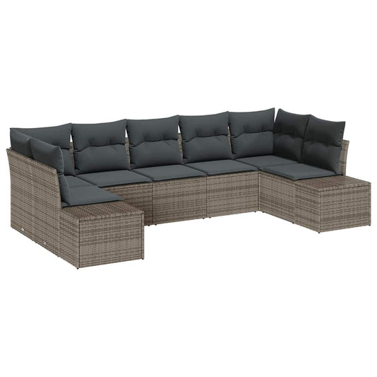 Garten-Sofa-Set 7 pcs Grau 289 x 154 x 85 cm Poly Rattan