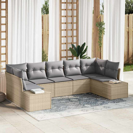 Garten-Sofa-Set 7 pcs Beige und Hellgrau 289 x 154 x 85 cm