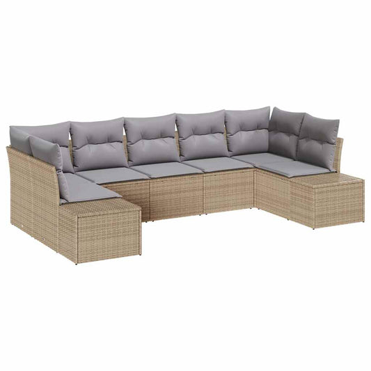 Garten-Sofa-Set 7 pcs Beige und Hellgrau 289 x 154 x 85 cm