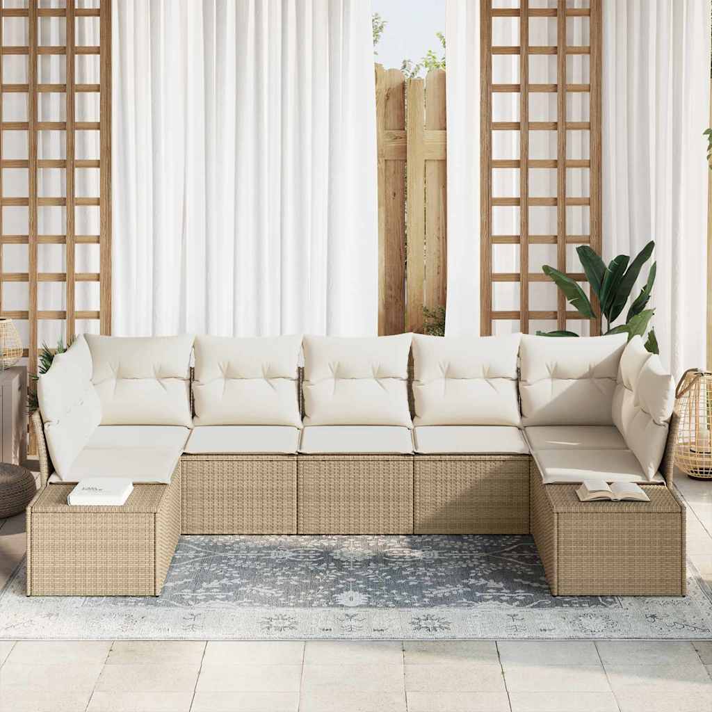 Garten-Sofa-Set 7 pcs Beige und Creme 289 x 154 x 85 cm