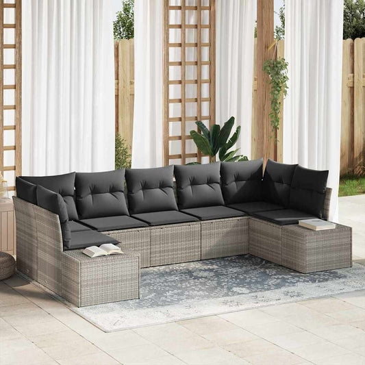 Garten-Sofa-Set 7 pcs Hellgrau 289 x 154 x 85 cm Poly Rattan