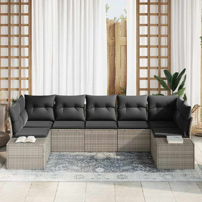 Garten-Sofa-Set 7 pcs Hellgrau 289 x 154 x 85 cm Poly Rattan