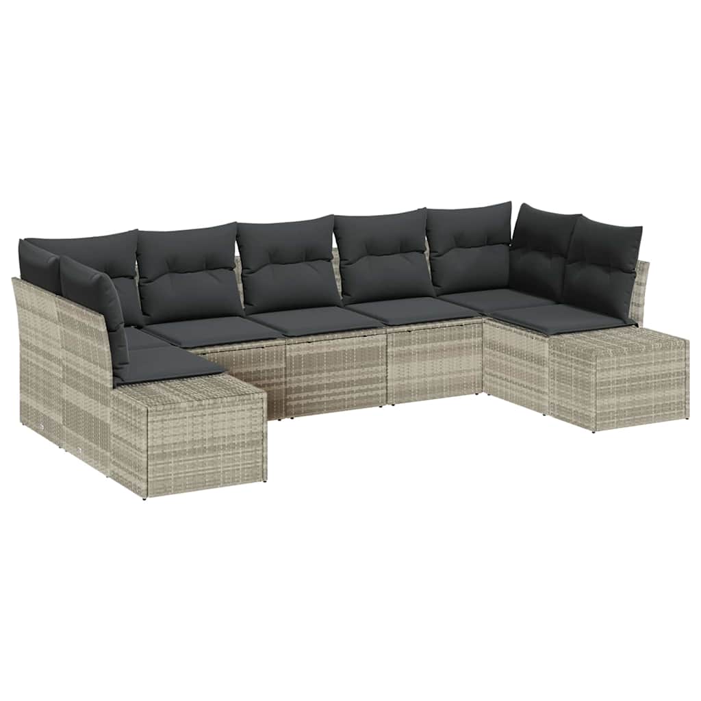 Garten-Sofa-Set 7 pcs Hellgrau 289 x 154 x 85 cm Poly Rattan