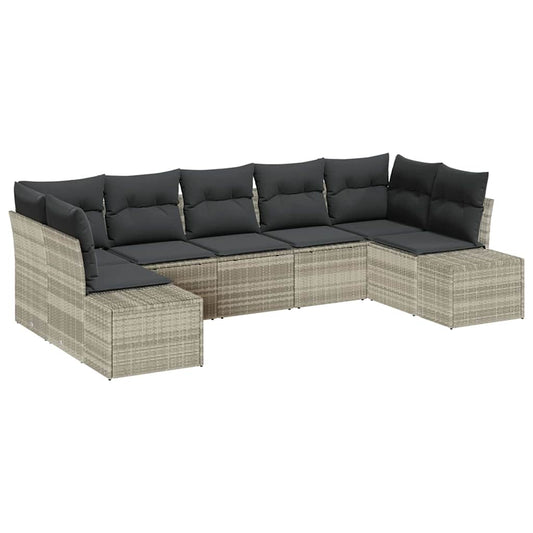 Garten-Sofa-Set 7 pcs Hellgrau 289 x 154 x 85 cm Poly Rattan