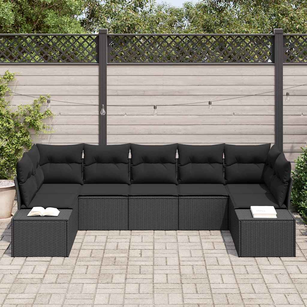 Garten-Sofa-Set 7 pcs Schwarz 289 x 154 x 85 cm Poly Rattan