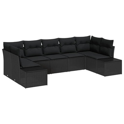 Garten-Sofa-Set 7 pcs Schwarz 289 x 154 x 85 cm Poly Rattan
