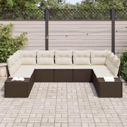 Garten-Sofa-Set 9 pcs Braun und Creme 289 x 209 x 85 cm