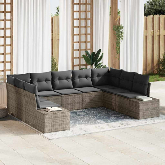 Garten-Sofa-Set 9 pcs Grau 289 x 209 x 85 cm Poly Rattan