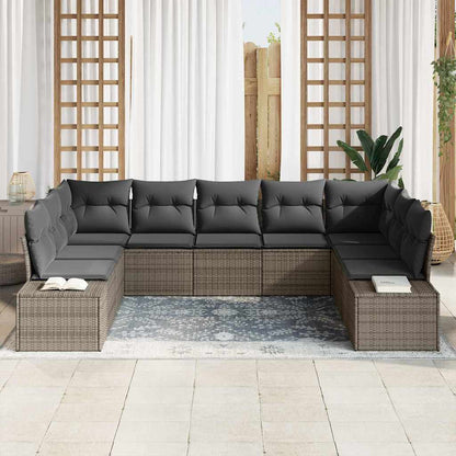 Garten-Sofa-Set 9 pcs Grau 289 x 209 x 85 cm Poly Rattan