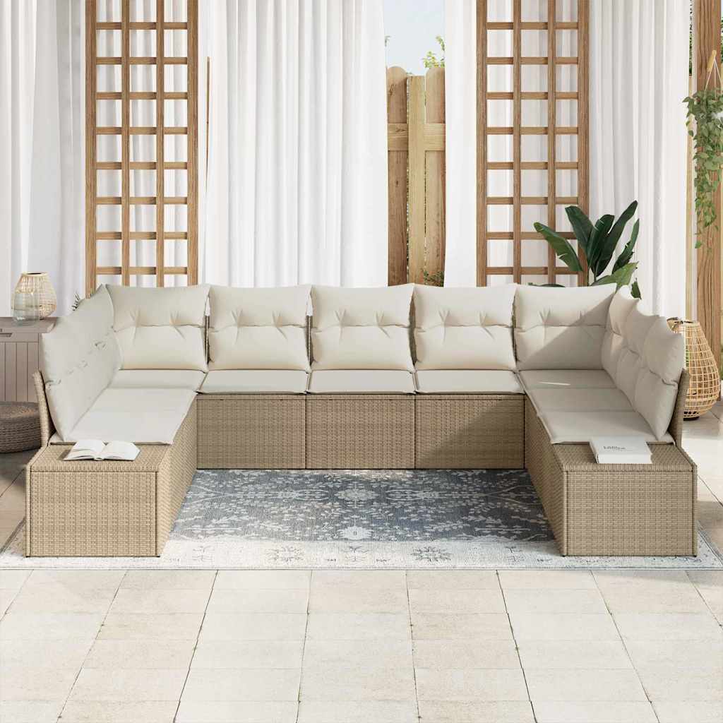 Garten-Sofa-Set 9 pcs Beige und Creme 289 x 209 x 85 cm