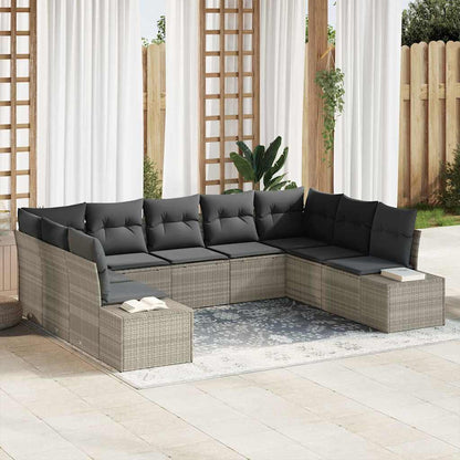 Garten-Sofa-Set 9 pcs Hellgrau 289 x 209 x 85 cm Poly Rattan