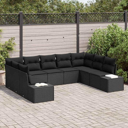 Garten-Sofa-Set 9 pcs Schwarz 289 x 209 x 85 cm Poly Rattan