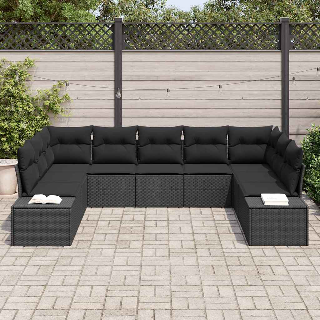 Garten-Sofa-Set 9 pcs Schwarz 289 x 209 x 85 cm Poly Rattan