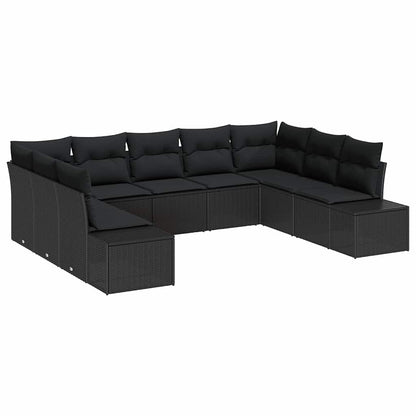 Garten-Sofa-Set 9 pcs Schwarz 289 x 209 x 85 cm Poly Rattan