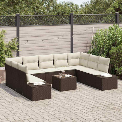 Garten-Sofa-Set 10 pcs Braun und Creme 289 x 209 x 85 cm