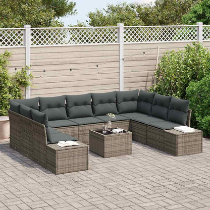 Garten-Sofa-Set 10 pcs Grau 289 x 209 x 85 cm Poly Rattan