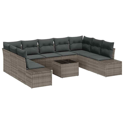 Garten-Sofa-Set 10 pcs Grau 289 x 209 x 85 cm Poly Rattan