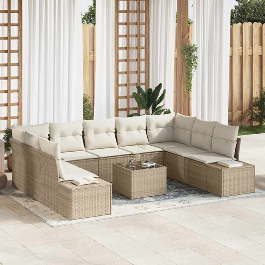 Garten-Sofa-Set 10 pcs Beige und Creme 289 x 209 x 85 cm