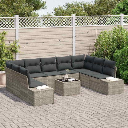 Garten-Sofa-Set 10 pcs Hellgrau 289 x 209 x 85 cm Poly Rattan