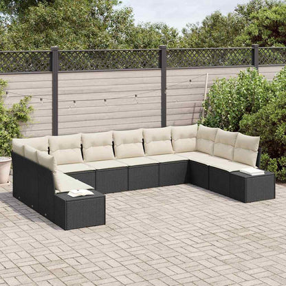 Garten-Sofa-Set 10 pcs Schwarz und Creme 344 x 209 x 85 cm