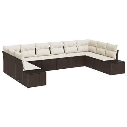 Garten-Sofa-Set 10 pcs Braun und Creme 344 x 209 x 85 cm