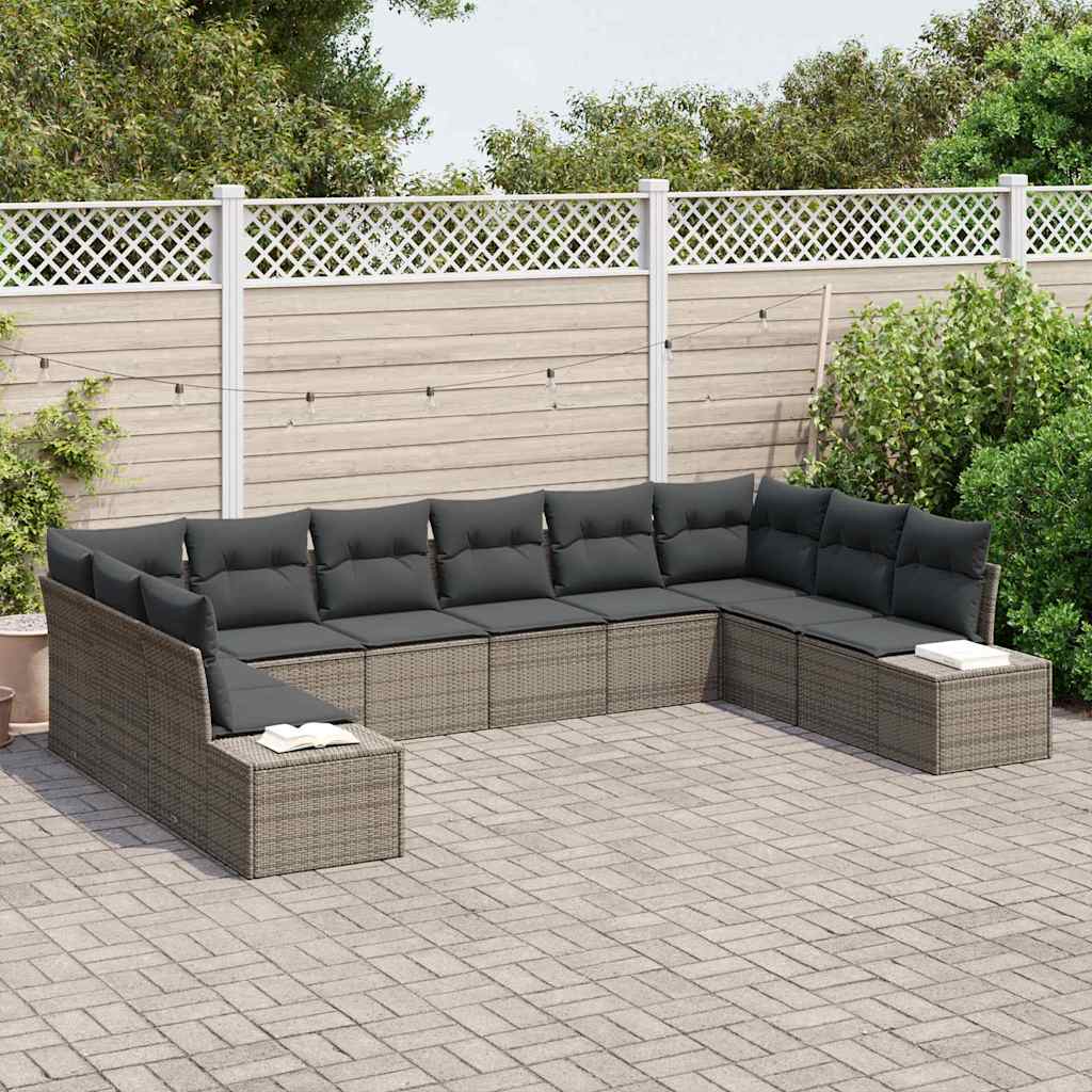 Garten-Sofa-Set 10 pcs Grau 344 x 209 x 85 cm Poly Rattan