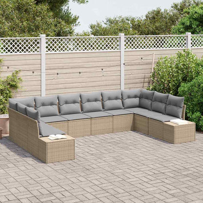 Garten-Sofa-Set 10 pcs Beige und Hellgrau 344 x 209 x 85 cm