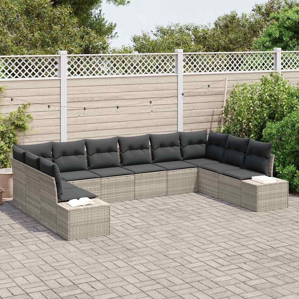 Garten-Sofa-Set 10 pcs Hellgrau 344 x 209 x 85 cm Poly Rattan