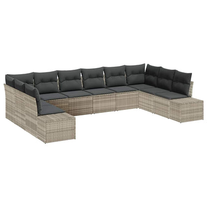 Garten-Sofa-Set 10 pcs Hellgrau 344 x 209 x 85 cm Poly Rattan