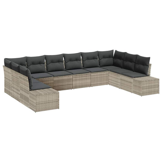 Garten-Sofa-Set 10 pcs Hellgrau 344 x 209 x 85 cm Poly Rattan