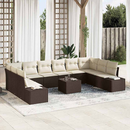 Garten-Sofa-Set 11 pcs Braun und Creme 344 x 209 x 85 cm