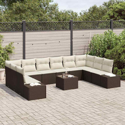 Garten-Sofa-Set 11 pcs Braun und Creme 344 x 209 x 85 cm