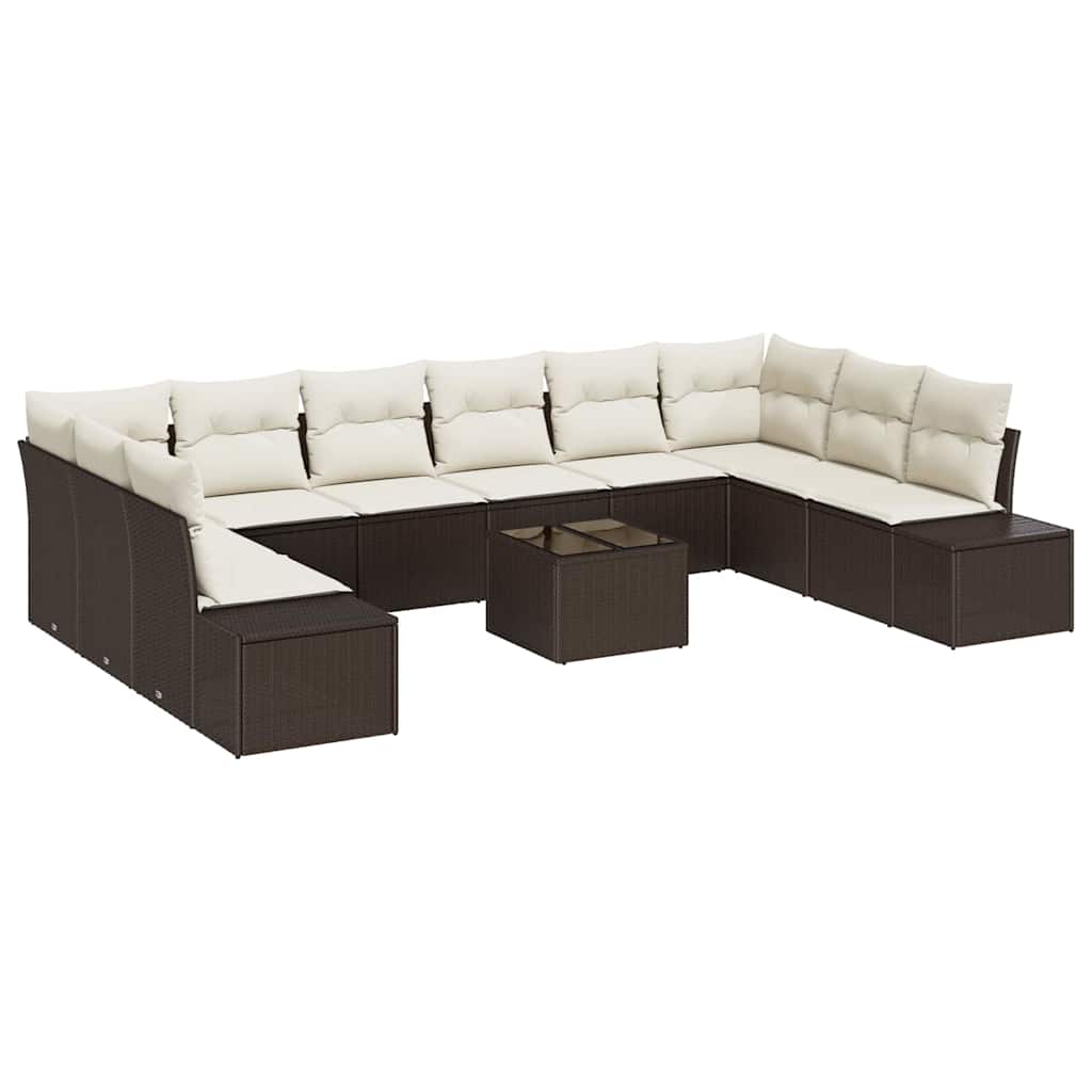 Garten-Sofa-Set 11 pcs Braun und Creme 344 x 209 x 85 cm