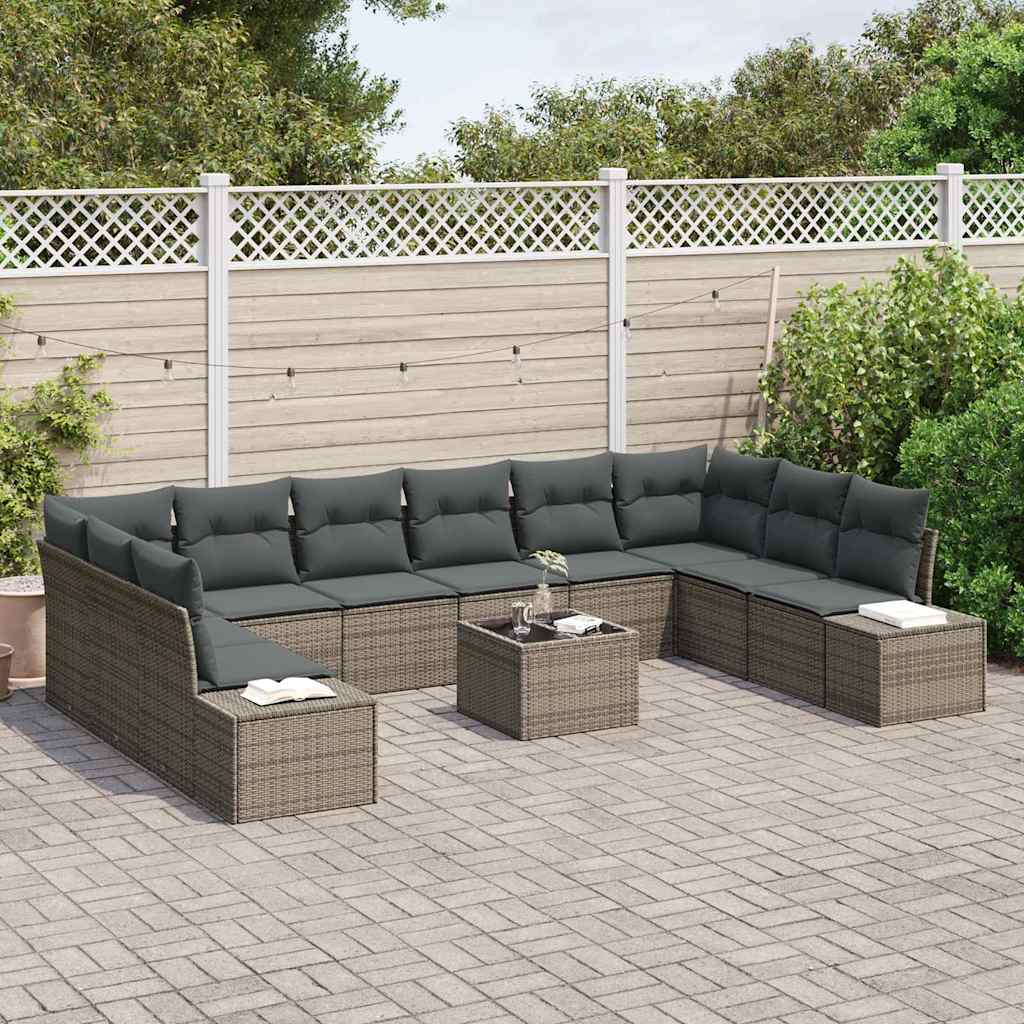 Garten-Sofa-Set 11 pcs Grau 344 x 209 x 85 cm Poly Rattan
