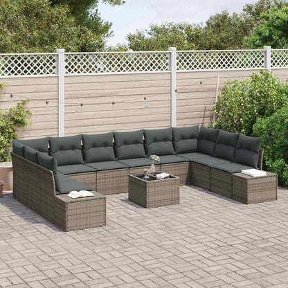 Garten-Sofa-Set 11 pcs Grau 344 x 209 x 85 cm Poly Rattan