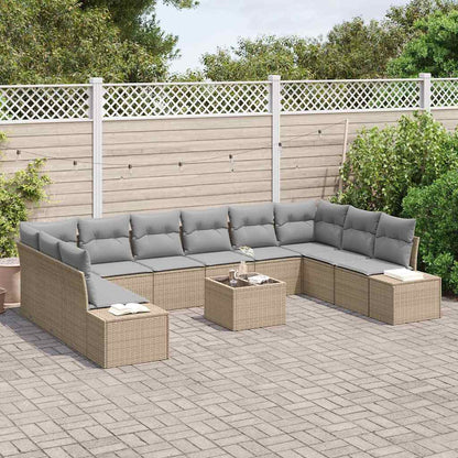 Garten-Sofa-Set 11 pcs Beige und Hellgrau 344 x 209 x 85 cm